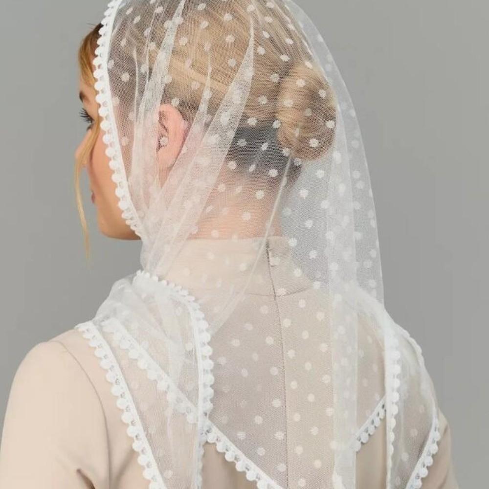 Soft Lace Headscarf Thin Bridal Face Covering Sophisticated Triangular Scarf  Religious Events