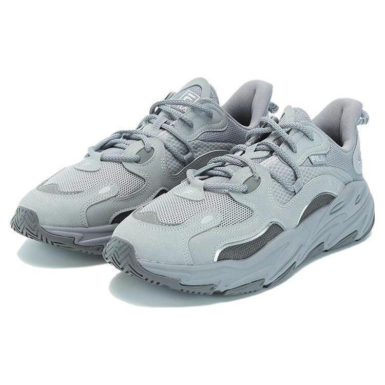 Fila Wave Comfortable Mesh Synthetic Leather Breathable Low-Top Running Shoes Men Sneakers Gray Blue F12M332109FAC