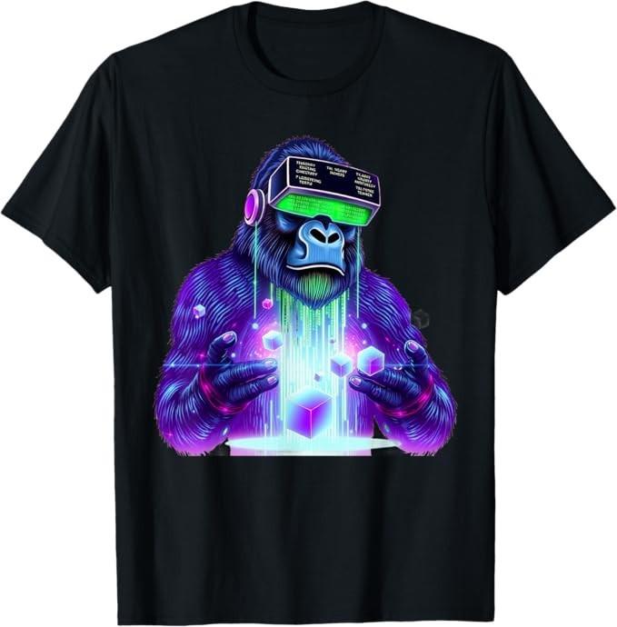 Gorilla VR Gamer Playing Tag Boys Funny Adult Gorilla VR T-Shirt