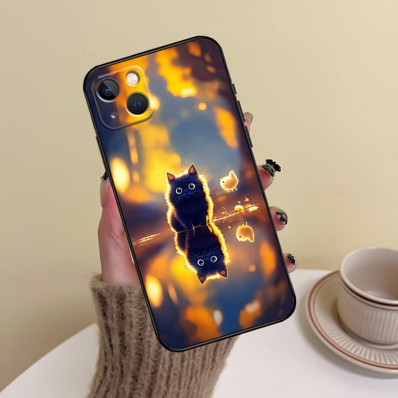Funny Cute Cat Phone Case For iPhone 15 Pro Max 11 12 13 14 16 17 Pro Max mini Plus 16e 17 Air Cover Funda