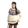 Korean Style Fair Isle Crew Neck Sweater Unisex Thick Warm Loose Knit Pullover Winter Daily Wear