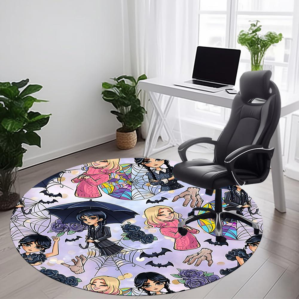 1PC Wednesday Office Round Area Rug, Indoor Mat Suitable For Office, Under Office Chairs Bedroom Living Room Home Decor DT1212019