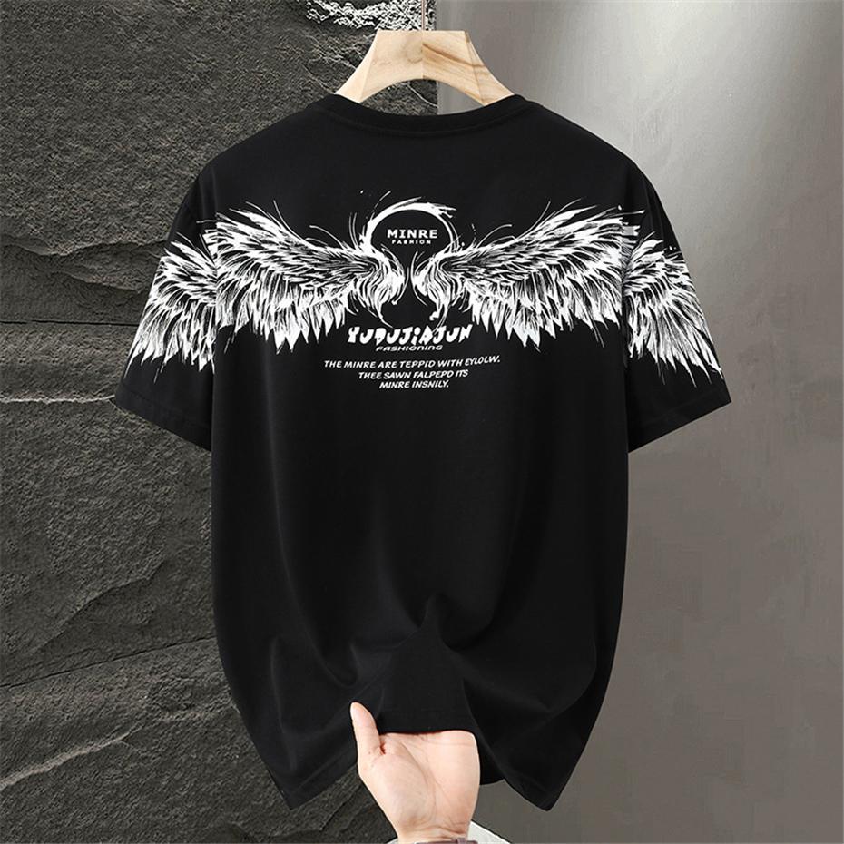 Summer Tracksuits Men Plus Size 11XL Summer Sets Casual Fashion Wing Print T-shirts Shorts Suits Male Big Size 11XL