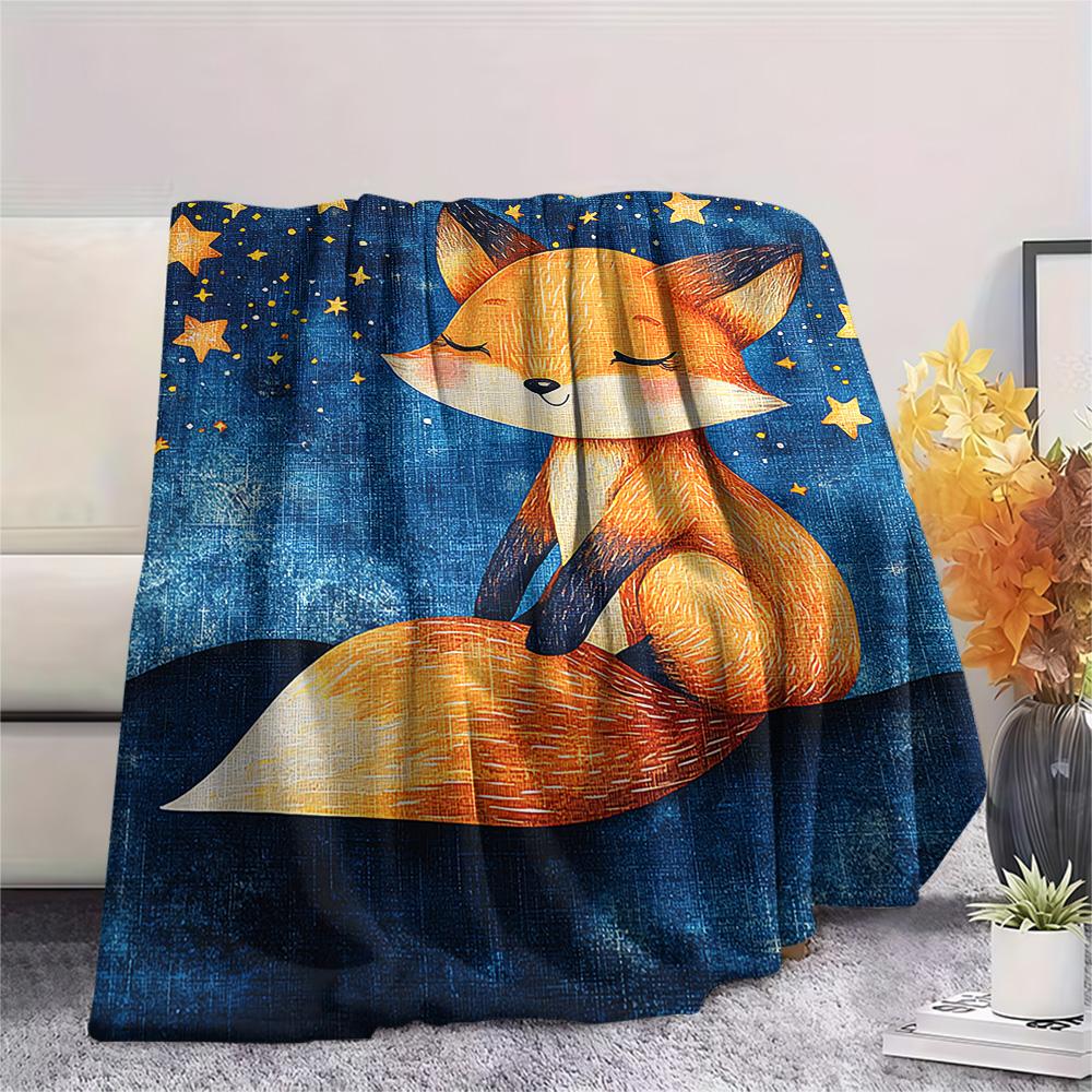 Fox Print Flannel Blanket, High quality Comfortable for All Seasons, Home Decor, Warmth and Comfort, Perfect for Christmas Gifts