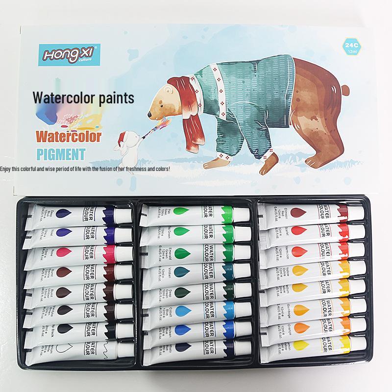 Washable Children's Watercolor Paint Set - 12, 18, or 24 Colors - Perfect for Kindergarten Art Activities