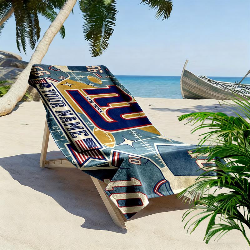 New York Giants Print Beach Towel, Large Soft Quick Dry Towel for Beach Camping Swimming