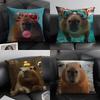 Capybara Mode Kissenbezug Natürlicher Leinen Bio-Stoff Doppelseitiger Druck Sofa Heimdekoration Geschenk Kissenhülle