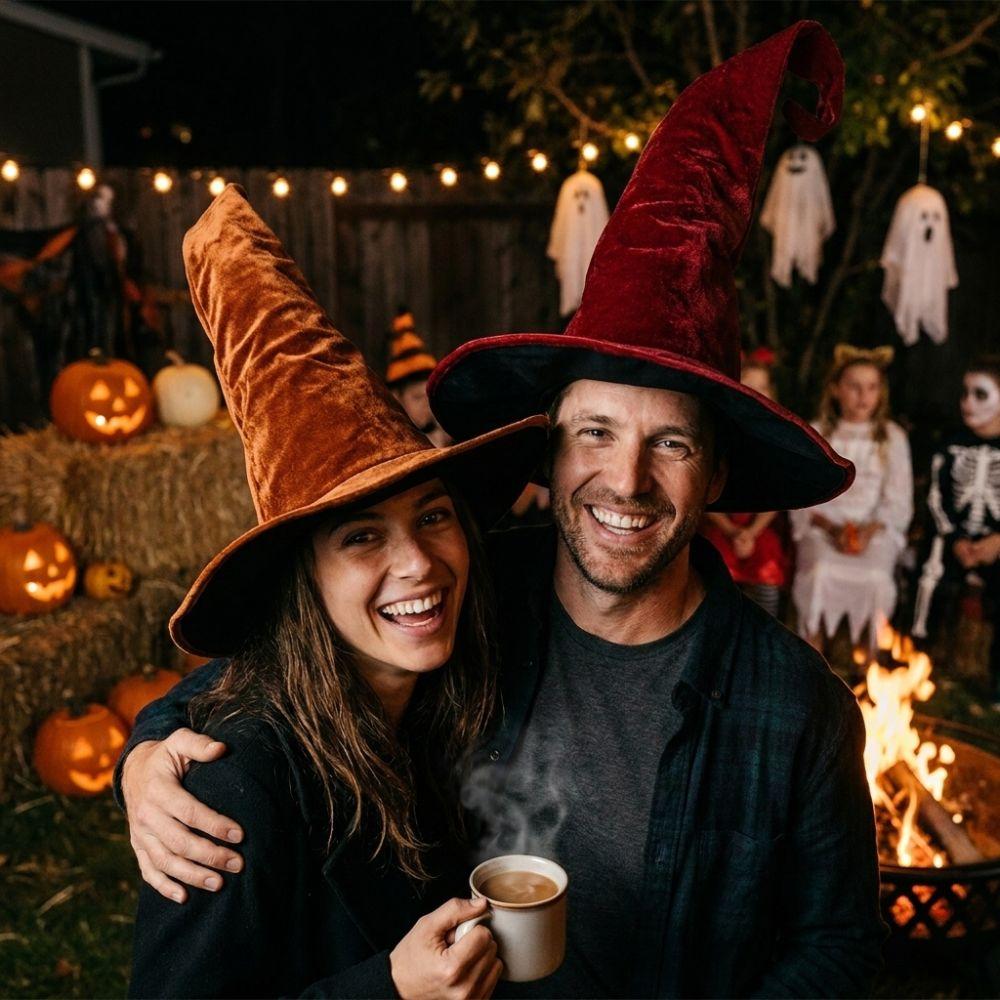 Velvet Halloween Witch Hat Large Witch Costume Hat Comfortable Plush Wizard Hat Role-Playing