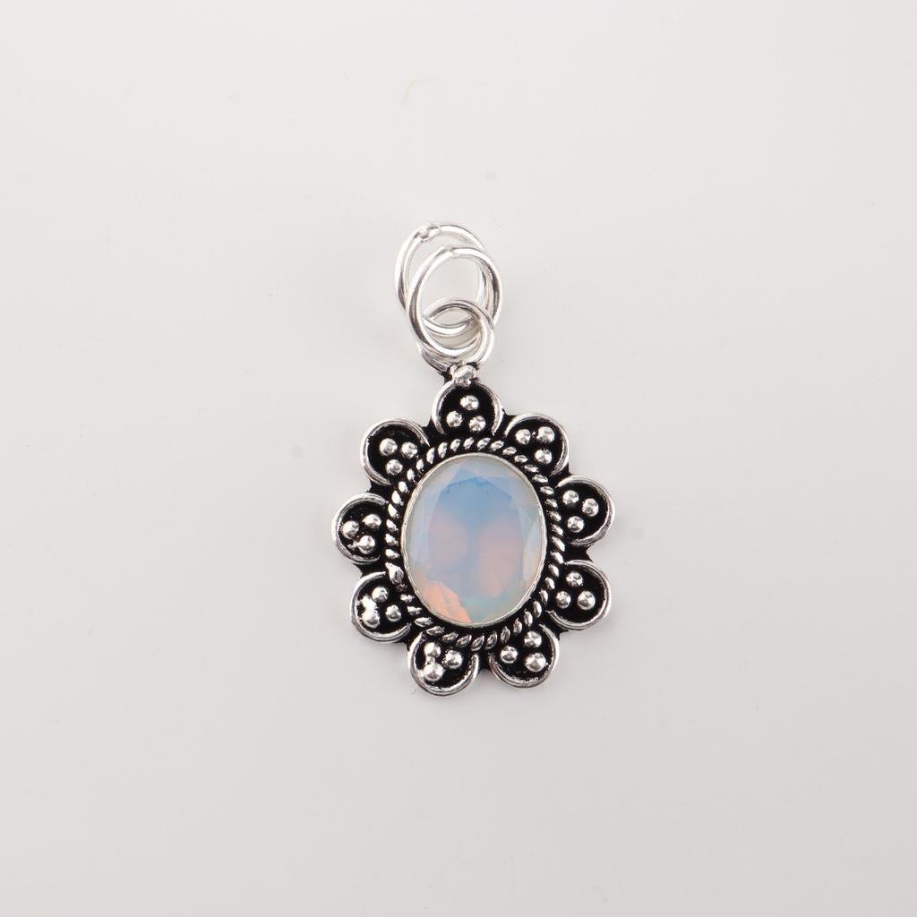 Milky Opal Gemstone 925 Sterling Silver Jewelry Handmade Pendant 1.37" For Women CP-40-15