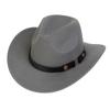 Western Cowboy Top Hat Spring And Autumn New Jazz Hat Big Brim Pentagram Belt Accessories Felt Hat Men And Women