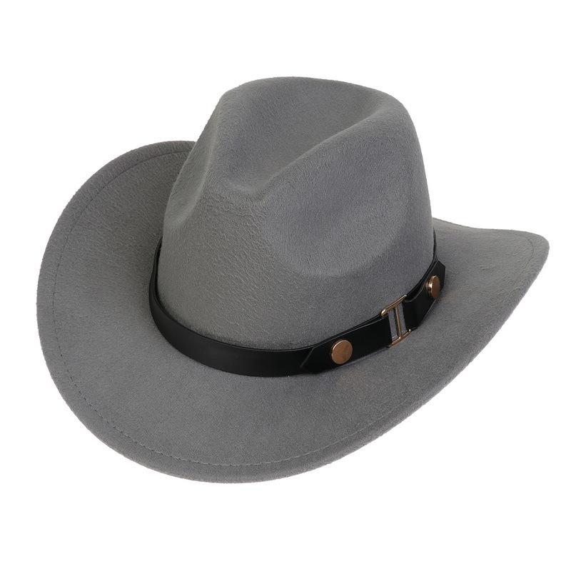 Western Cowboy Top Hat Spring And Autumn New Jazz Hat Big Brim Pentagram Belt Accessories Felt Hat Men And Women