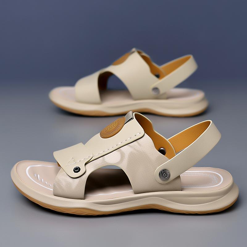 Summer Hot Selling Men's Sandals Beach Shoes Anti Slip Massage Soles Men's Casual Shoes Versatile Apricot Color Free Delivery