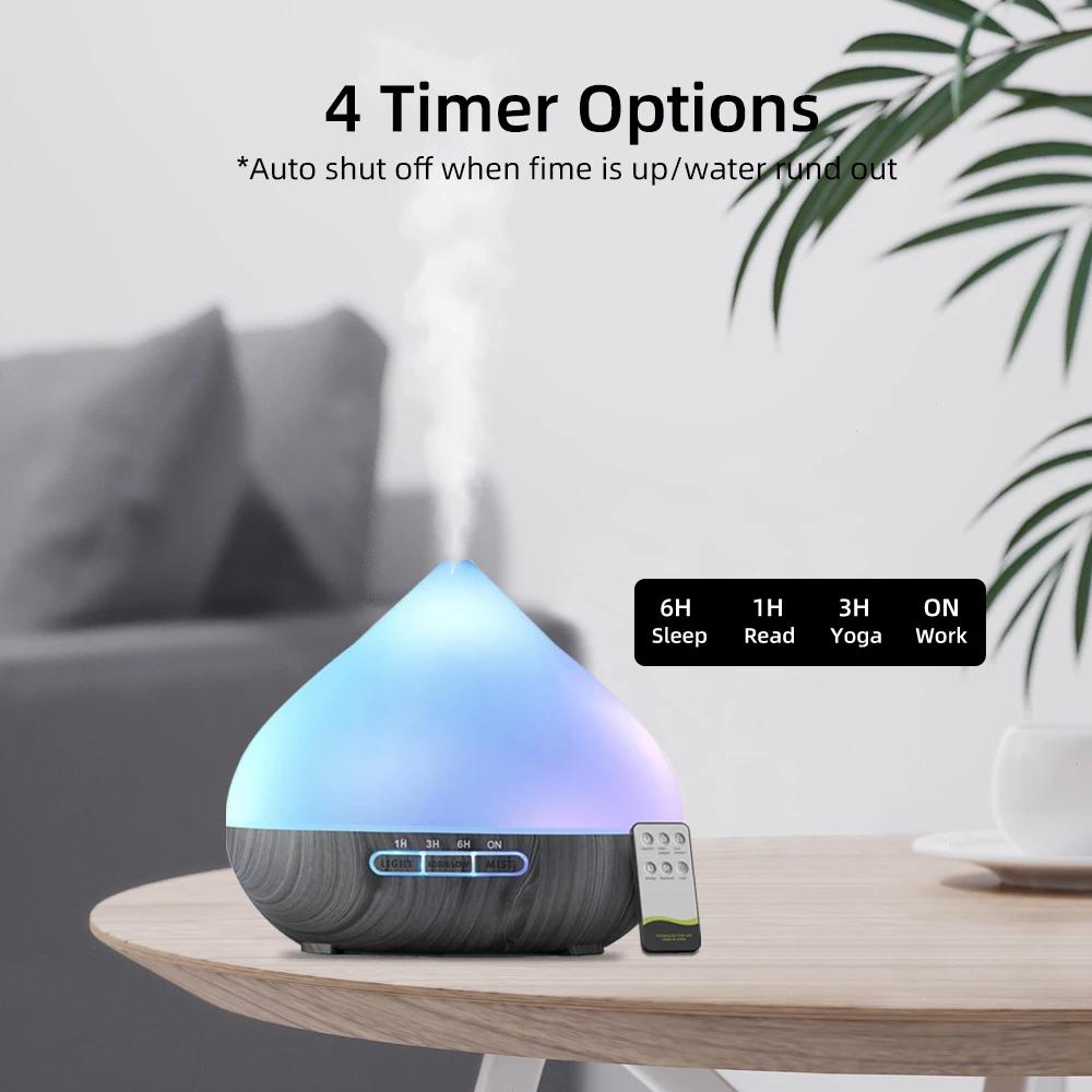 500ml Aroma Diffuser with Remote, Timer, 6 Oil Set, Cool Mist Humidifier for Large Rooms