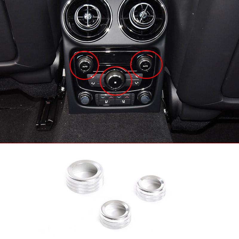 4pcs Aluminum Alloy Red/Silver For Jaguar XJ 2010-2019 Car Air Conditioner Switch Knob Volume Button Cover Trim Ring Accessories