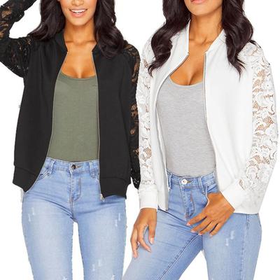 Traje de encaje de manga larga para mujer, chaqueta informal, abrigo, prendas de vestir