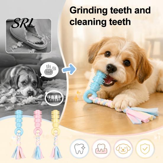 Dog Dental Health Toys Spiky Chew Toy with Cotton Rope, Pet Molar Stick Toy, Interactive Indoor Games for Small Medium Dogs Teeth Cleaning Stress