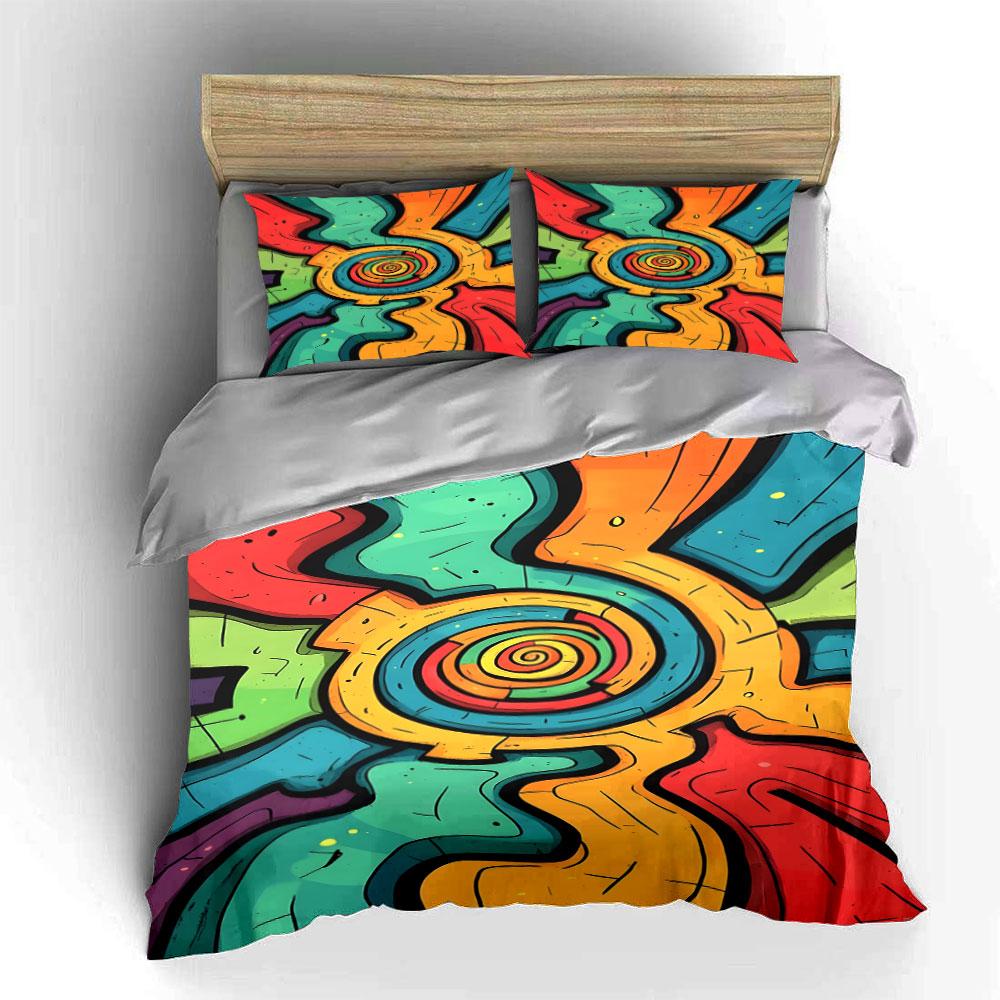 Colorful concentric spiral shapes. Bedding sets Duvet cover sets Duvet covers Pillowcases(1*Duvet Cover 2*Pillowcases without duvet insert)