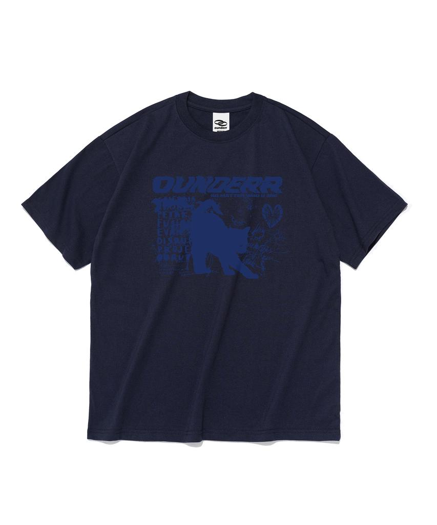 OUNDERR Mono Collection Half Cat Short Sleeve T-Shirt (Navy)