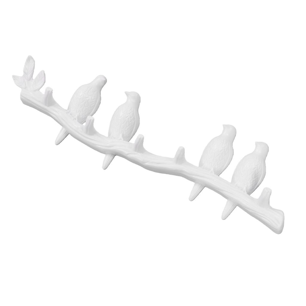 Bird Behind The Door Decorative Hook Creativity Wall Mounted Hook Resin White 4 Birds Hook for Hanging Clothes and Hats