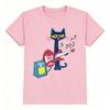 Women Summer Short Sleeve T Shirt Cool Cat Playing Guitar DesignCasual PrintComfortable And VersatileUnisex Style