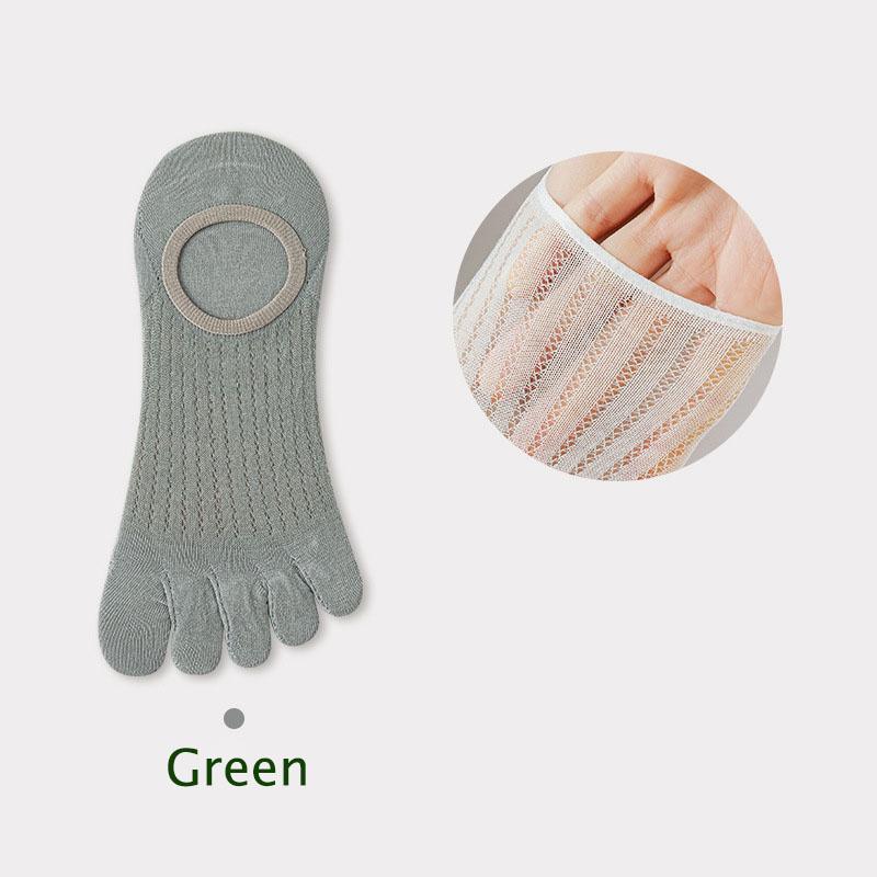 Men's Summer Ultra-thin Five Finger Socks Anti-slip Silicone Invisible Boat Socks Solid Color Cotton 5 Toe Socks Split Toe Socks