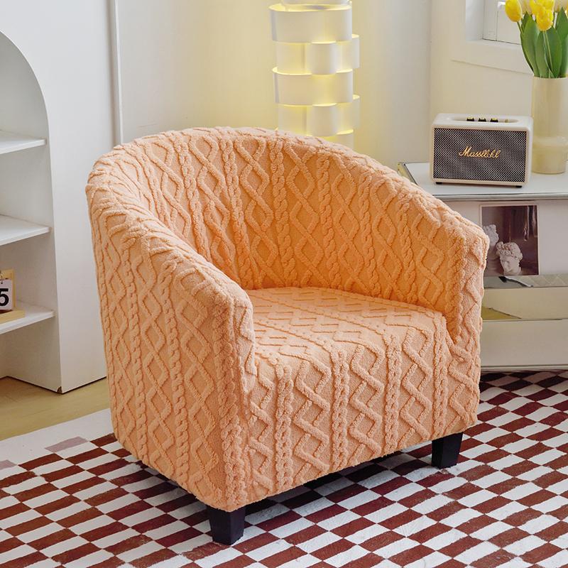 Thicken Club Sofa Cover Jacquard Single Arc-shaped Tub Sofa Covers Stretch Armchairs Chair Slipcovers for Bar Counter Wedding