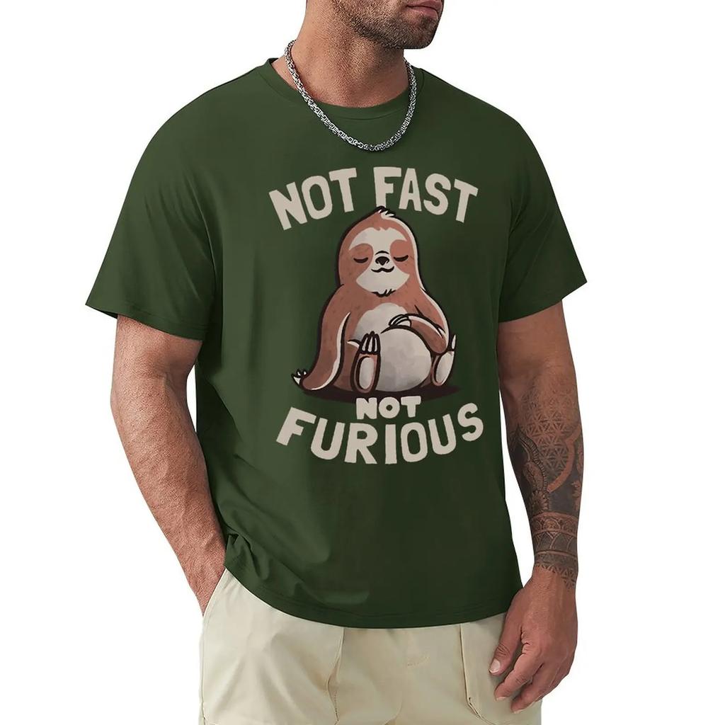 Not Fast Not Furious Kawaii Sloth Print Haine Bărbați Street Tricouri supradimensionate Bumbac respirabil Streetwear Creativitate Tricou