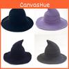 Black Knit Witch Hat With Large Brim And Sunshade Function For Cosplay And Seasonal Celebrations