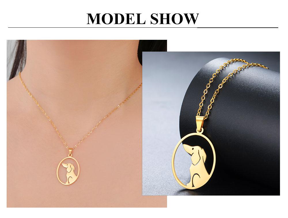 Cazador Cute Sitting Dog Pet Pendant Women's Necklace Golden Retriever Dachshund Choker Neck Chain Gift Stainless Steel Jewelry