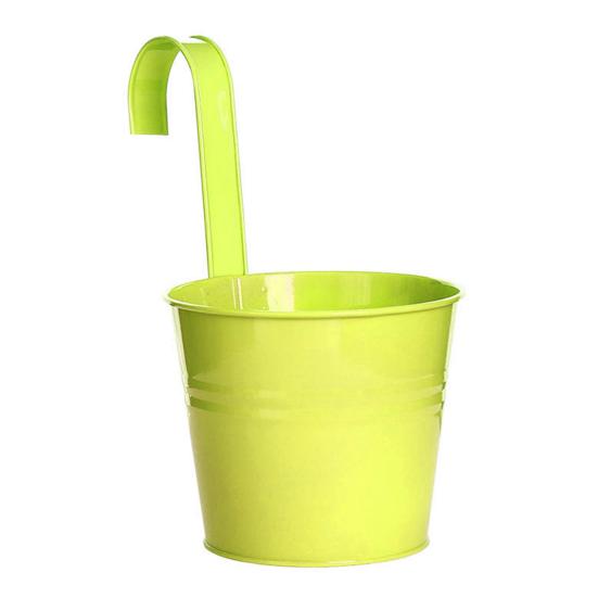 Vaso da fiori sospeso, robusto ferro in stile naturale, raffinato secchio in metallo per balcone