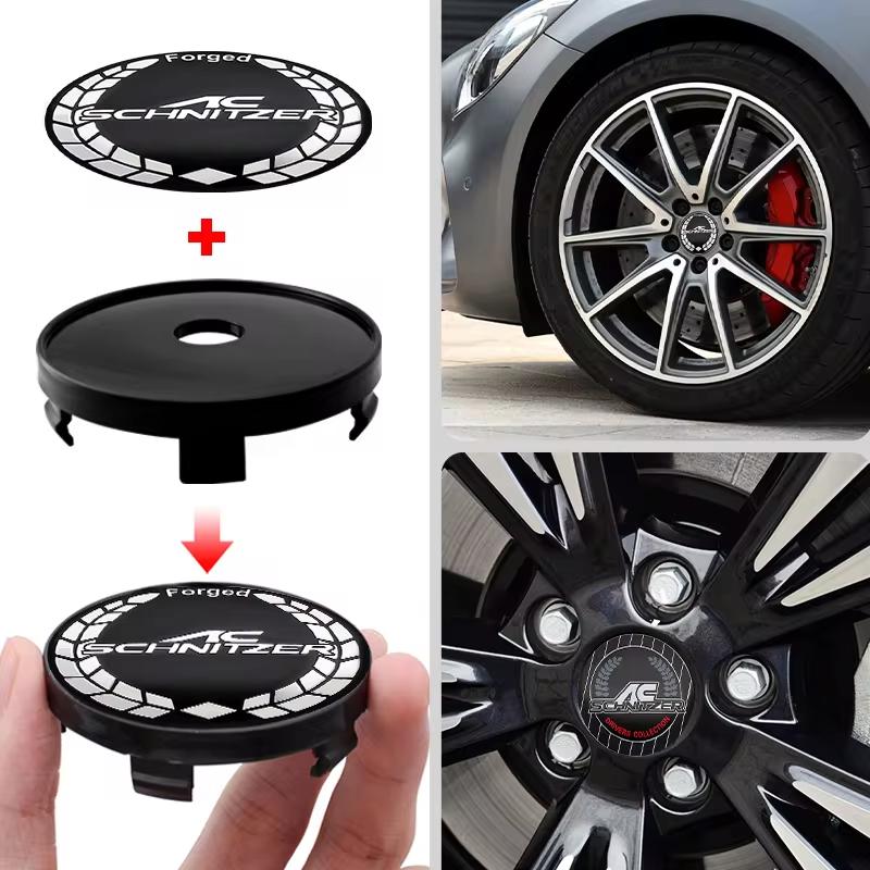 4ks/sada Univerzální 60mm AC SCHNITZER Znak Středová krytka kola auta Krytky náboje Odznak Pro HONDA TOYOTA BMW KIA Chevrolet FORD LEXUS