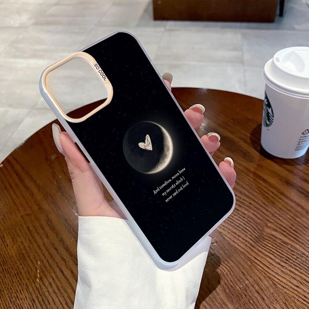 

Moon Fashion art pattern design ins Phone Case Gradient IMD Colorful Silver Suitable case for iPhone17 16 15 14 13 12 Pro Max iPhone 16
