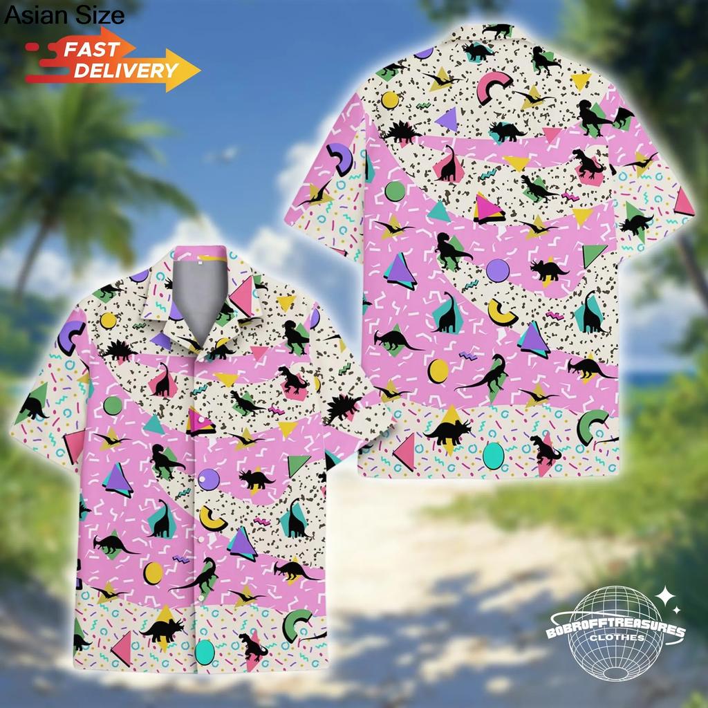 Retro 80s Pop Art Hawaiian Shirt 2025 Neon Cassette Skateboard Headphone Shirt, Vintage 90s Party Button-Up Summer Unisex Shirts
