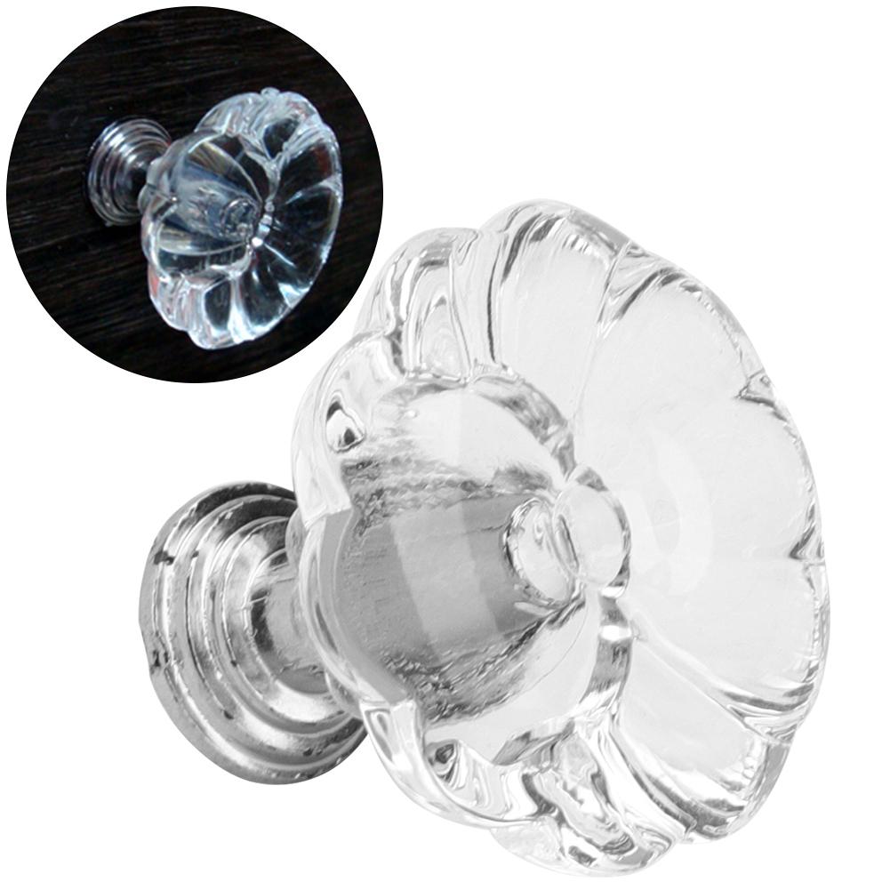 5KS Akrylové knoflíky na dvířka skříněk Evropský styl Křišťálové jednodírkové úchytky na zásuvky Rukojeti B Květina
