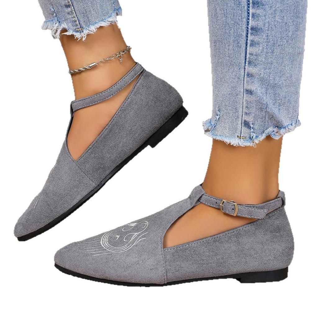 2025 Autumn and Winter Foreign Trade New Women's Casual Single Shoes Large Size Pointed Buckle with One Pedal Shallow Single Shoes