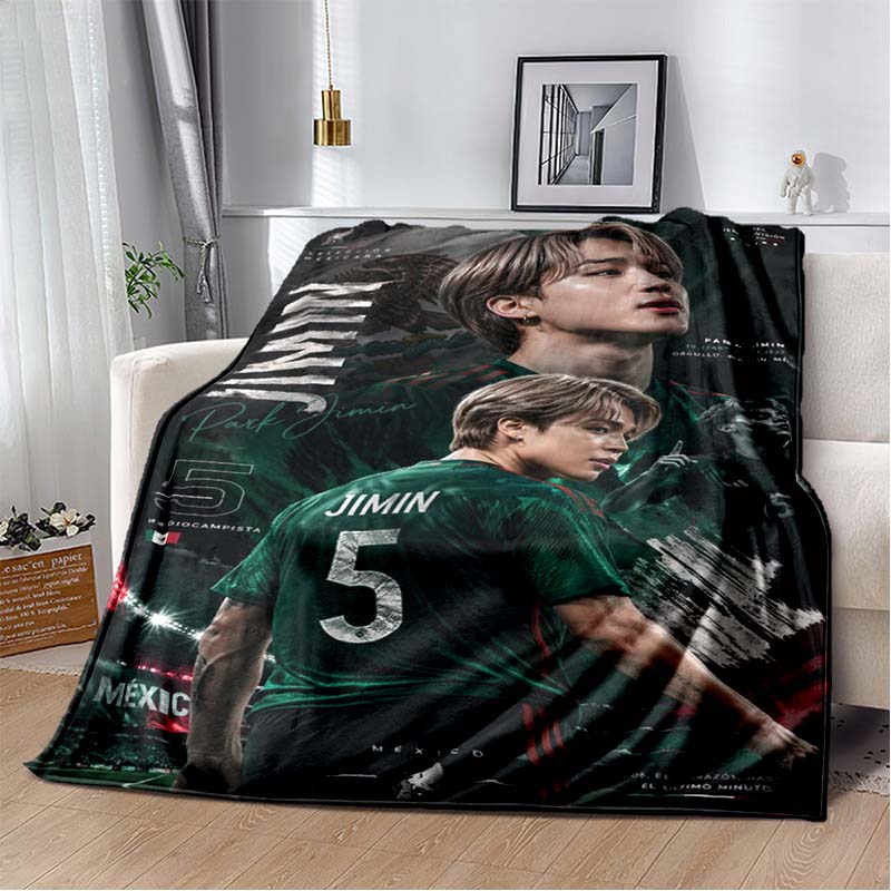 K-Pop Stil Idol Collage Druck Flanelldecke, Schwarzer Sternenhintergrund Gemütliche Überwurfdecke