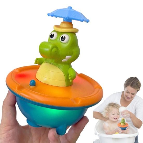 Automatic Spraying Crocodile Bath Toy LED Light & Rotating Shower Head Fun