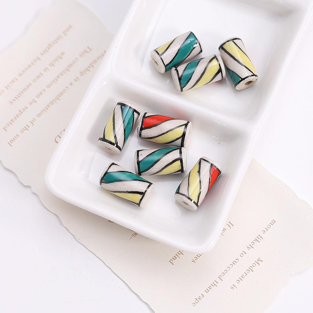Retro Ethnic Hand-painted Ceramic Totem Beads: DIY Bracelet & Necklace Accessories