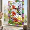 Removable Festive Glass Decor Stained Static Window Clings, Hummingbird Flower Stickers, Home Privacy Screen PVC Decals for Door Sunroom Decoration