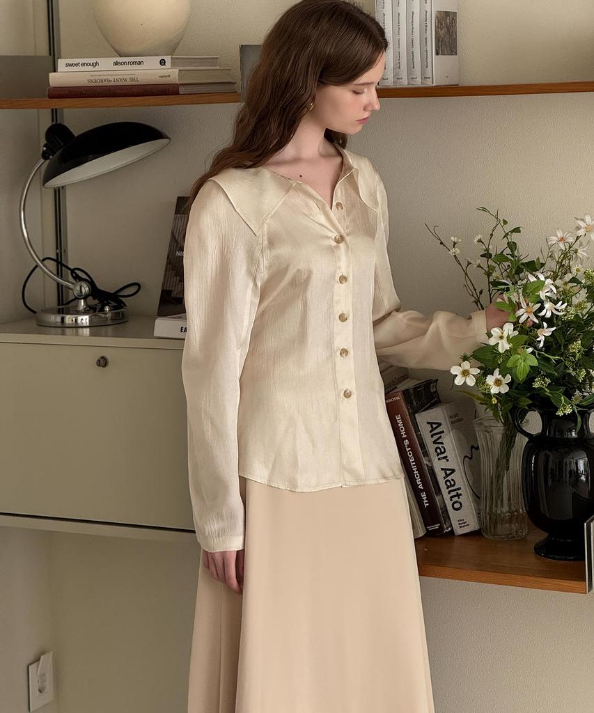 LAUTREDE MIN Haze Cowl Light Beige Blouse