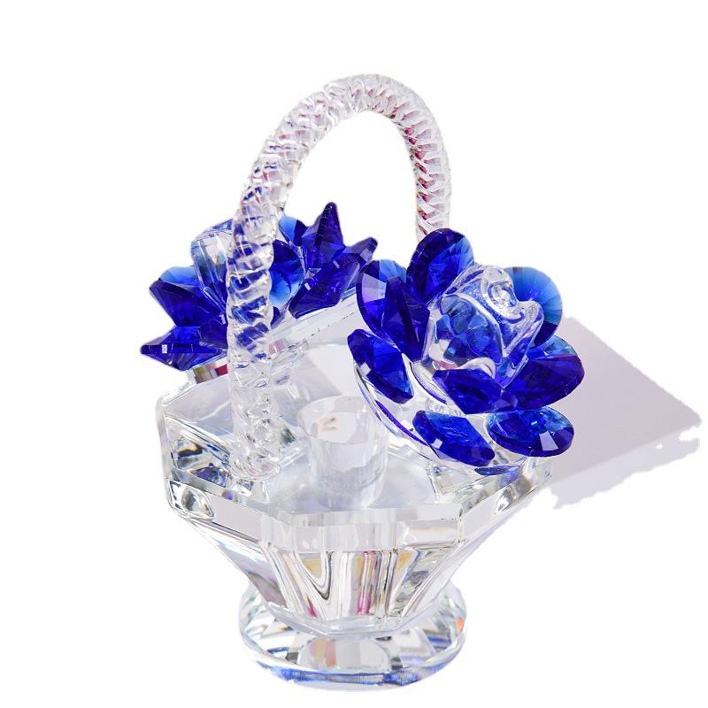 Crystal Flower Basket Ornament for Living Room, Wine Cabinet, Wedding, Teacher's Gift, Mother's Day, Dressing Table, or Car Decoration