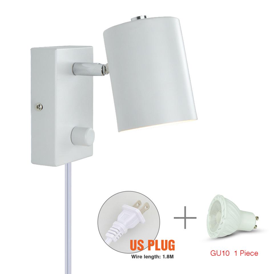 Adjustable Angle Modern Minimalist Bedside Wall Lamp with GU10 Spotlight for Living Room