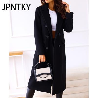 Jaquetas e Casacos Femininos JPNTKY Vintage Casual Cor Sólida Estampado Outono Inverno Manga Longa Gola POLO