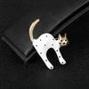 Fashionable Zircon Cat Color Enamel Brooch, Anti-exposure Pin for Women, Metal Button To Fix Clothes, Wedding Party Gift