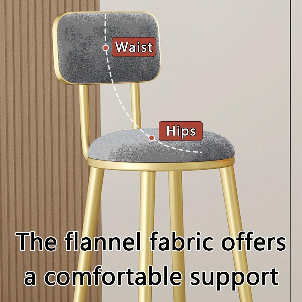 75/65CM Bar Chairs With Backrests Household Dining Room High Stools Cafe Light Luxury Wrought Iron Chair