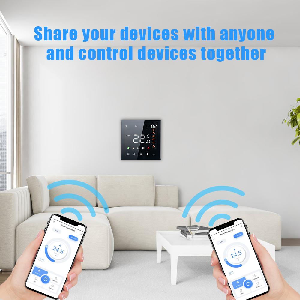 LCD-Display Wandthermostat Tuya WiFi Thermostat Sprachsteuerung Digitalregler Digital Kompatibel mit Amazon Google Home