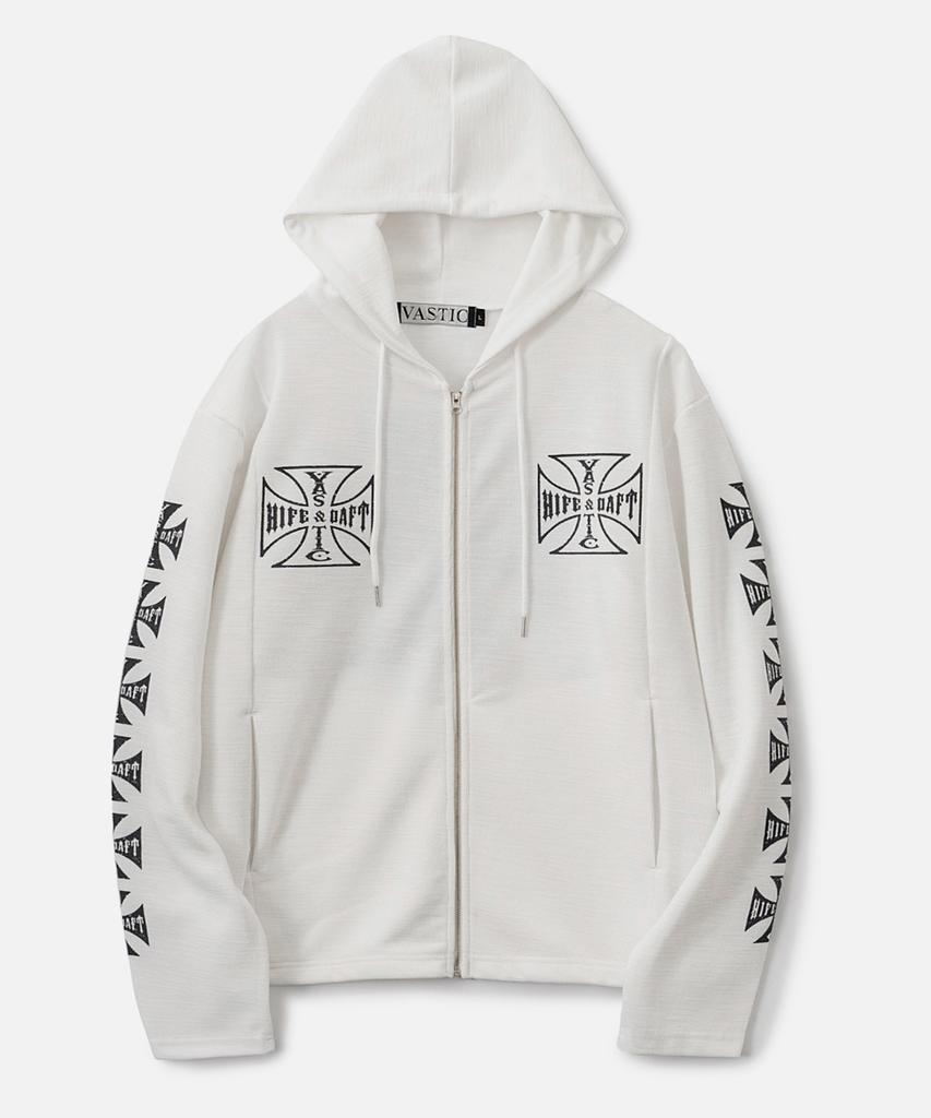 Vastic Cross Logo Zip-Up Hoodie_White