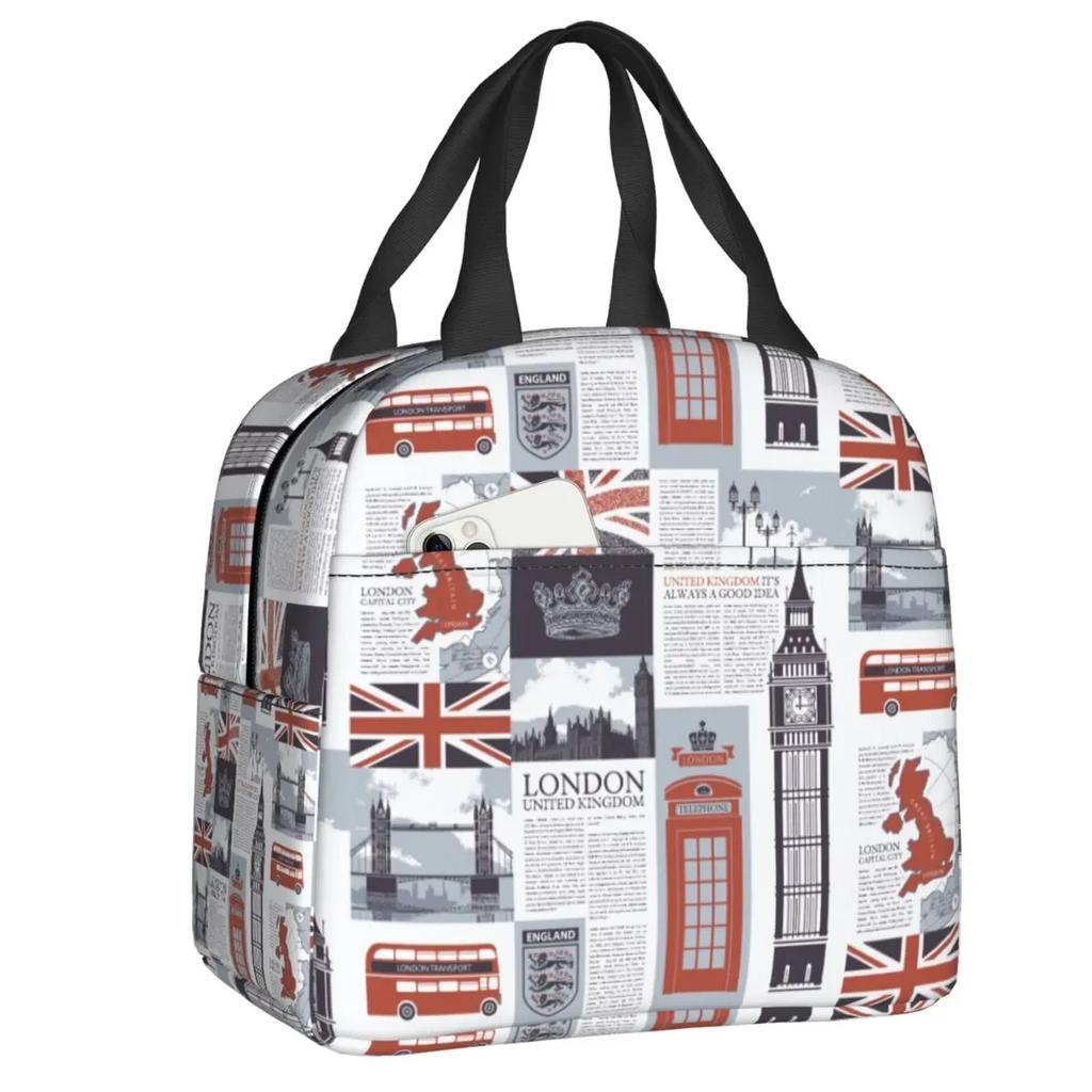 Lunchbox für Damen mit britischer Flagge und britischem Symbol, wasserdicht, Thermo-Kühltasche für Lebensmittel, isoliert, für die Schule, Picknick-Tragetaschen