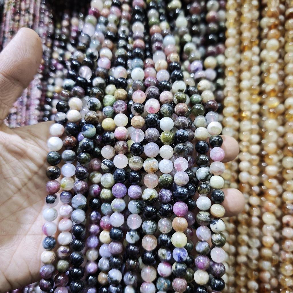 4-10mm Translucent Candy Color Tourmaline Beads – Three-Color DIY Jewelry Strands