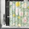 Watercolor Peony Curtain - Vintage Spring Theme, Waterproof, Hooks Included, Bath Decor